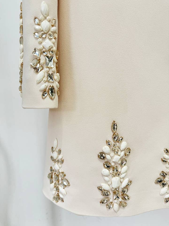 Color as pictures DR324Y Elegant Hand-Beaded Diamond Long Sleeve Dress for wholesale on Faire