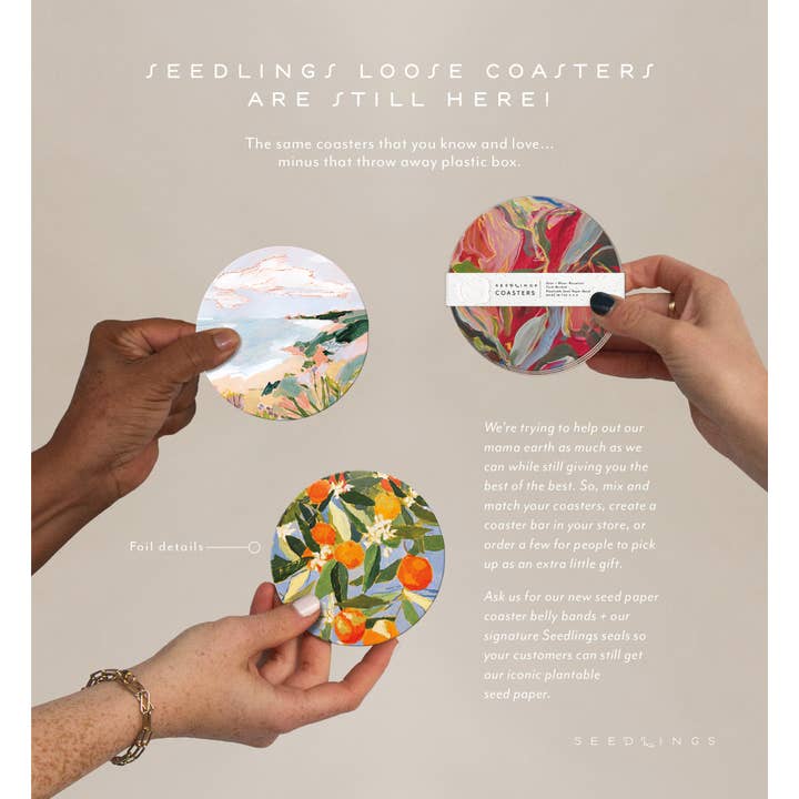 Seedlings PLANTABLE seed paper Coaster Belly Band for wholesale by Seedlings