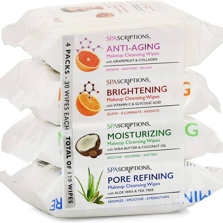 Innovarix - Wholesale Face & Body Wipes - Spascriptions Makeup Cleansing Wipes - Variety Pack