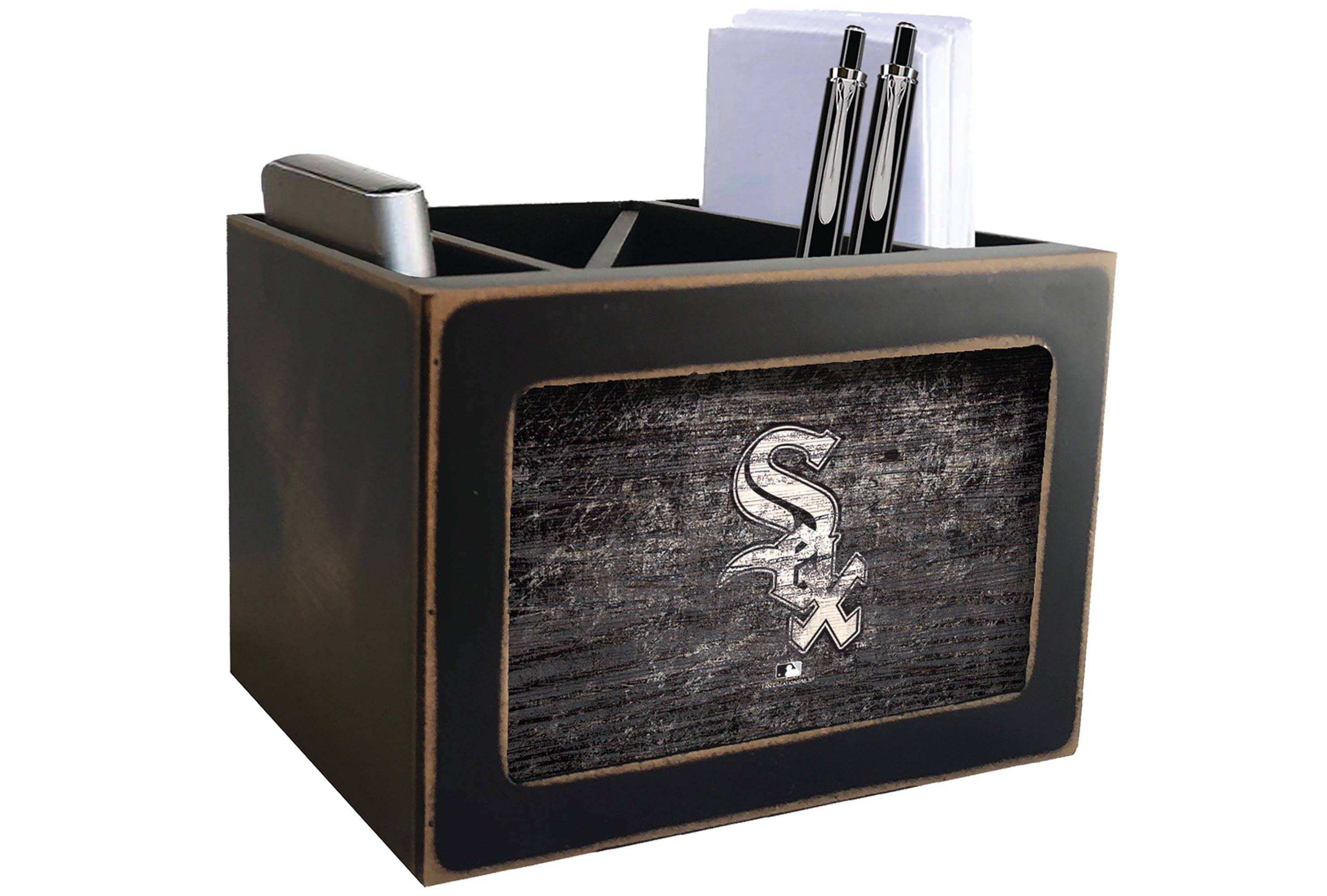 Fan Creations – wholesale Desk organiser – Chicago White Sox Distressed Desktop Organizer With Team Color0