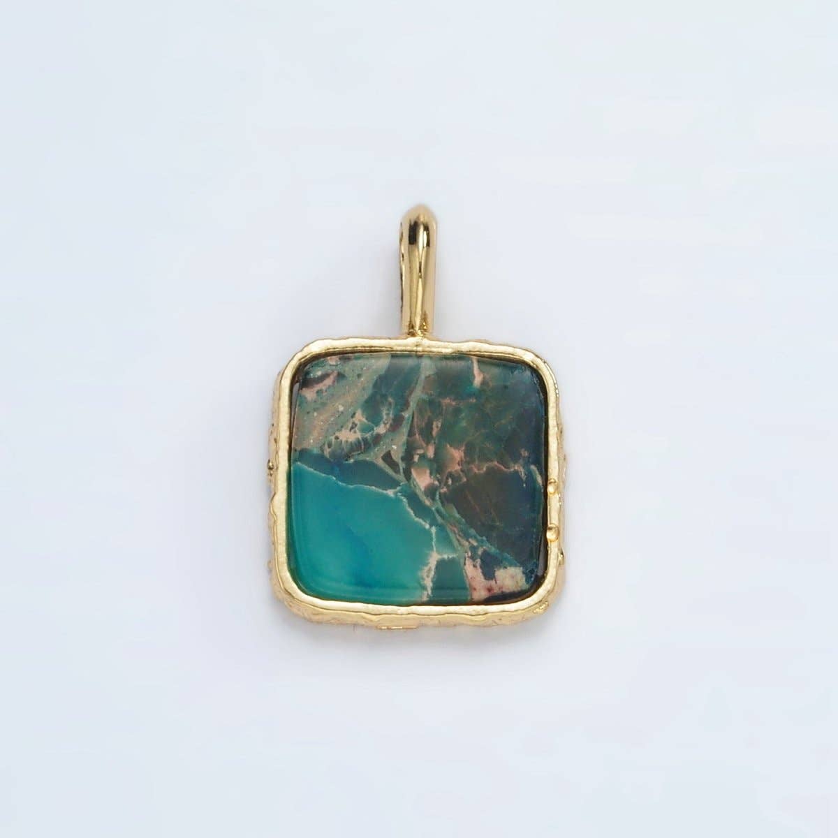 Aim Eternal – wholesale Individuell berlock/hänge – 24K Guld Fylld 18mm Fyrkantig Naturlig Ädelsten Folie Hänge | AA1358-AA136412