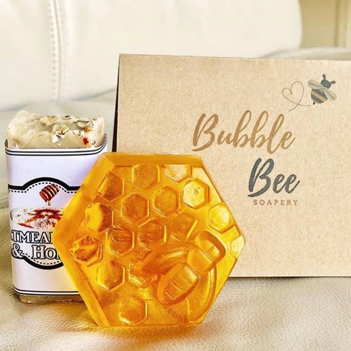 Bubble Bee Soapery - Wholesale Bar Soap - Honeycomb Queen Bee Soap Bar Honeysuckle Scented2