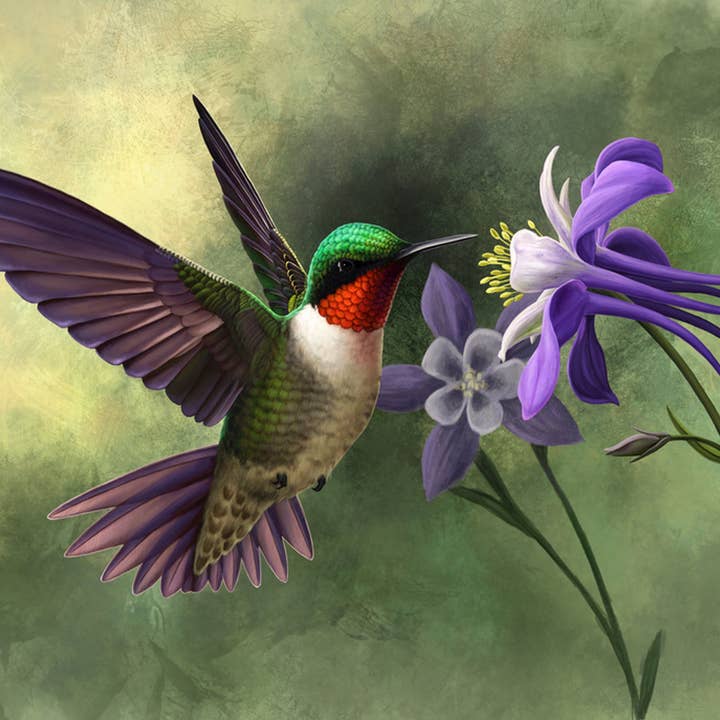 GP Originals - Wholesale Cutting Board - Hummingbird Columbine Tempered Glass Cutting Board 1