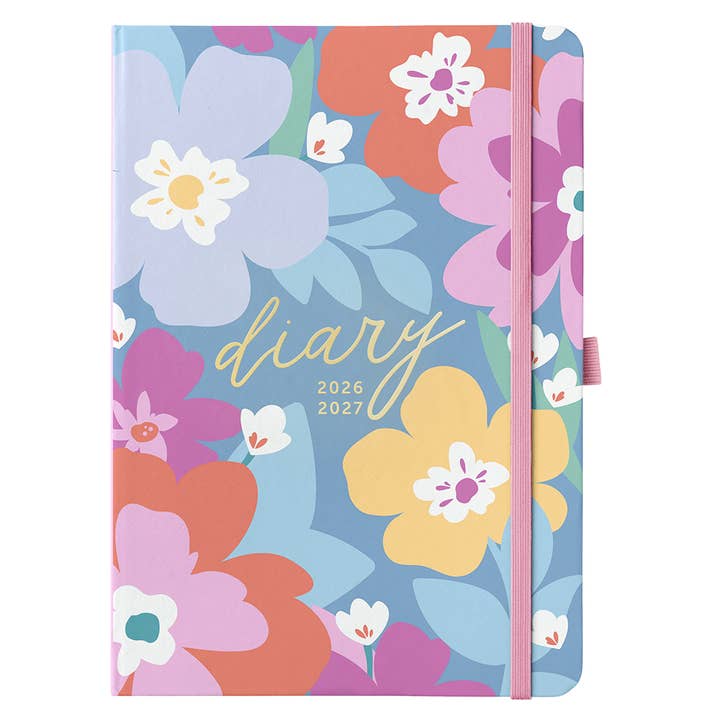 Agenda de 17 meses com início a meio do ano 2026/27 - Floral - Vista semanal por atacado de Busy B