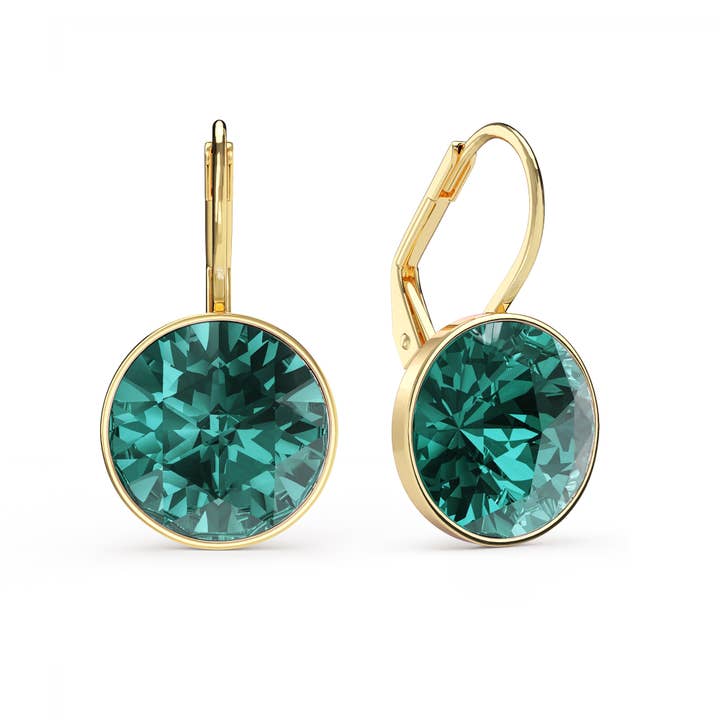 Bella Earrings with 6 Carat Blue Zircon Gold Plated for wholesale by My Jewellery Story