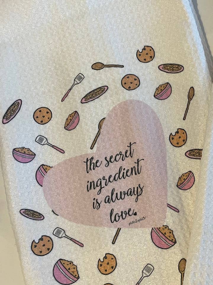 Toalha de Padeiro - Design 'Ingrediente Secreto é Amor' por atacado de philoSophie's Stationery & Gifts