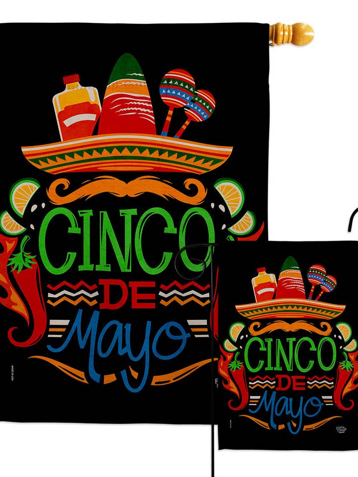Flag Viva De Mayo Maison de jardin à 2 faces Cinco Mexico pour la vente par Two Group Flag Co