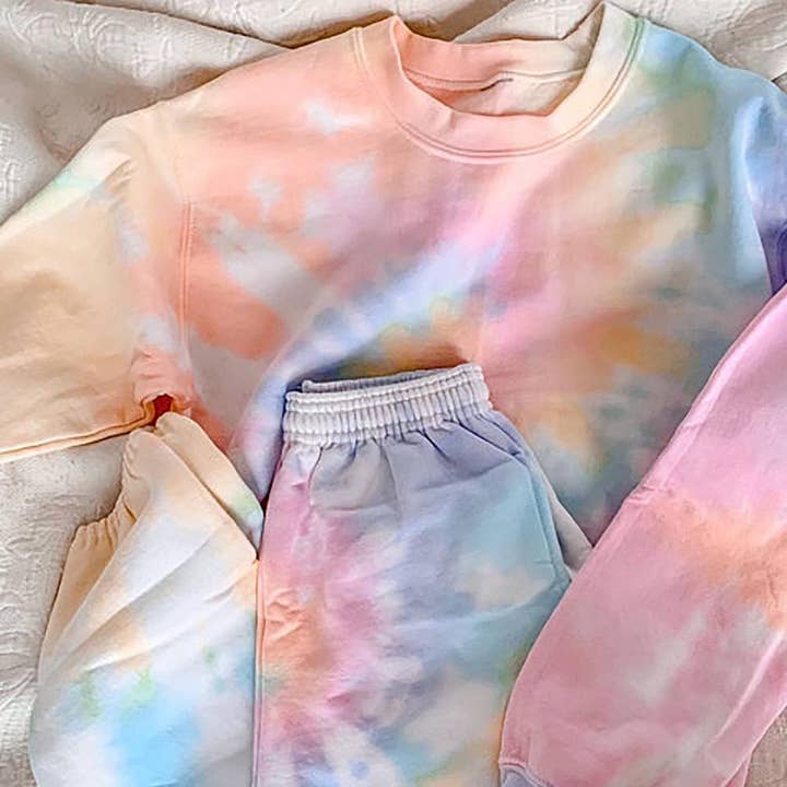 Rainbow Spiral Tie-Dye Sweat Set for wholesale by Desert Dyes, LLC