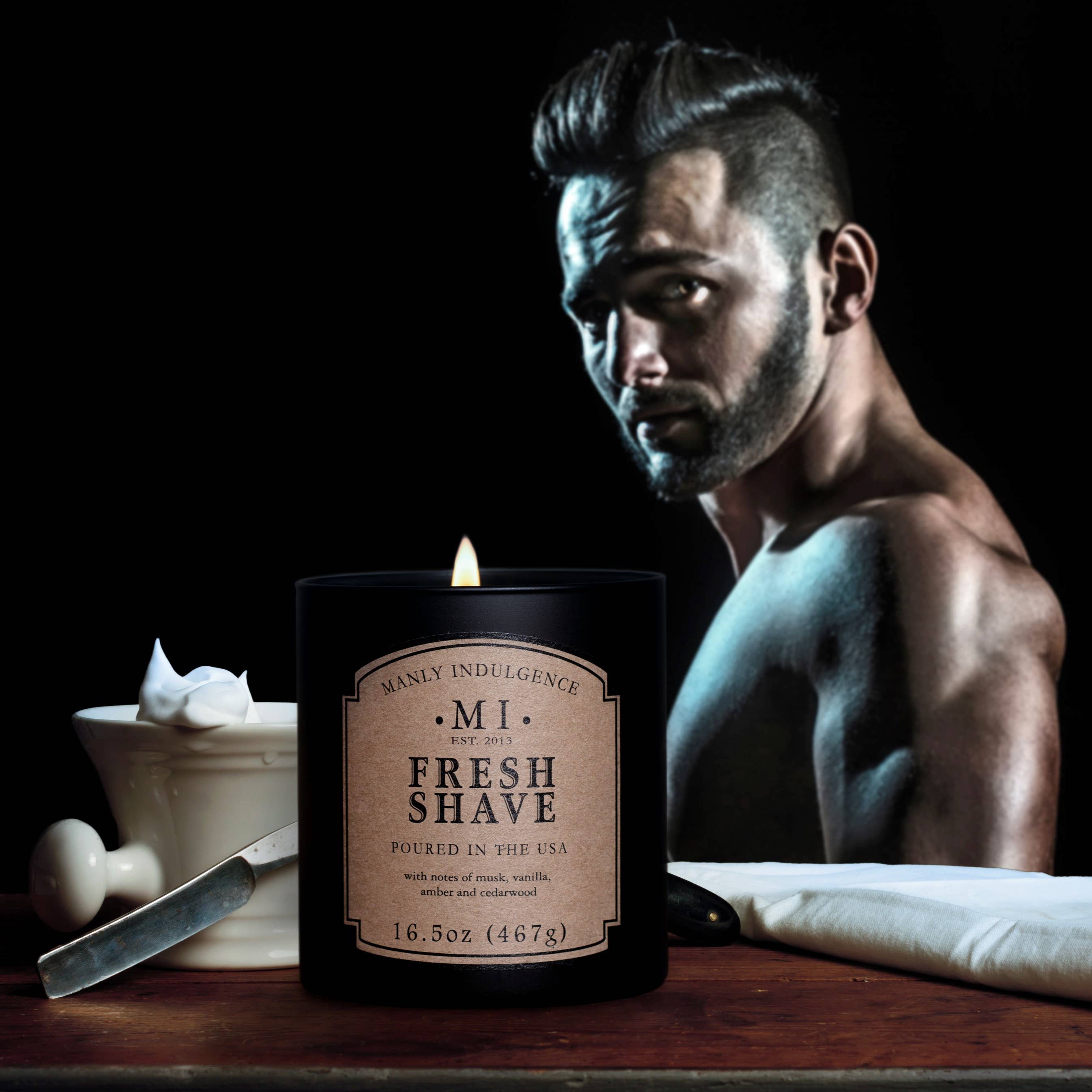 MVP Group International INC - Wholesale Jar/Filled Candle - Manly Indulgence Classic Fresh Shave, 16.5 oz4