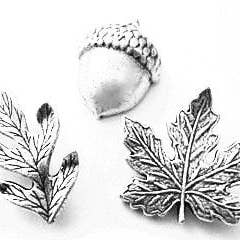 Leaf Push Pins, Decorative Push Pins, Unique Silver Push Pins, 15 Piece Metal Push Pin Set for wholesale by Norma Jean Designs