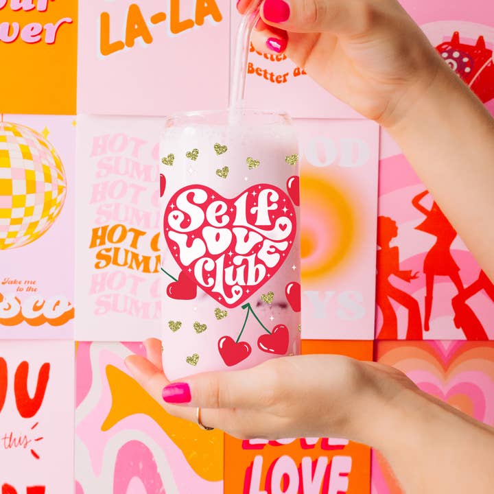 Gia Roma - Wholesale Coffee Mug - Valentines Glass Tumblers Heart Smiley, Galentines Gift Idea25