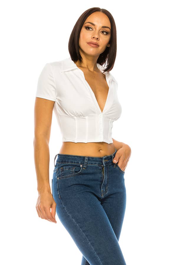 A3 Design USA - Wholesale Blouse - Women's - T4303-COLLARED BUTTON DOWN TOP8