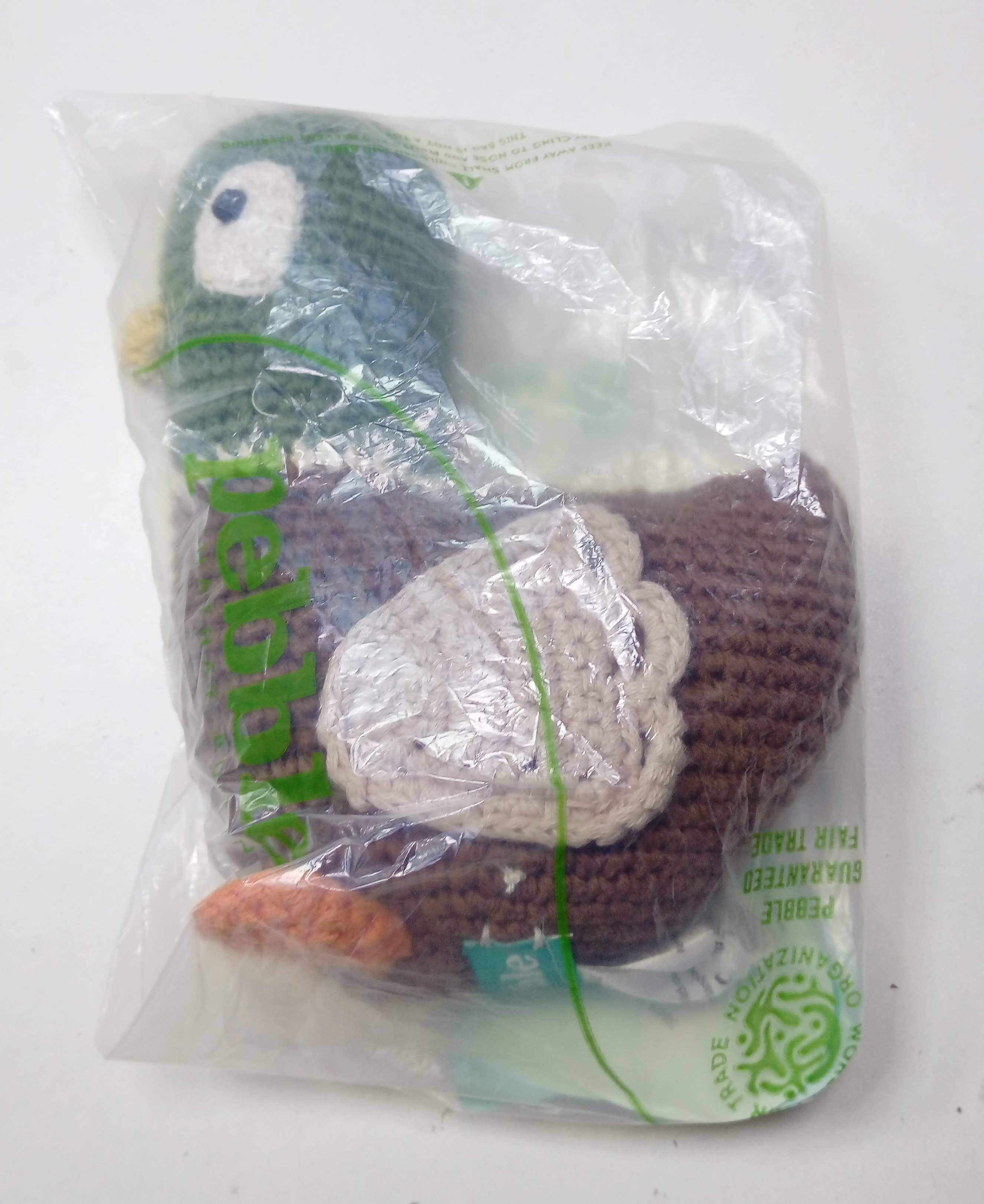 Pebblechild – wholesale Handheld rattle – Baby – Crochet Baby Toy Mallard duck rattle6