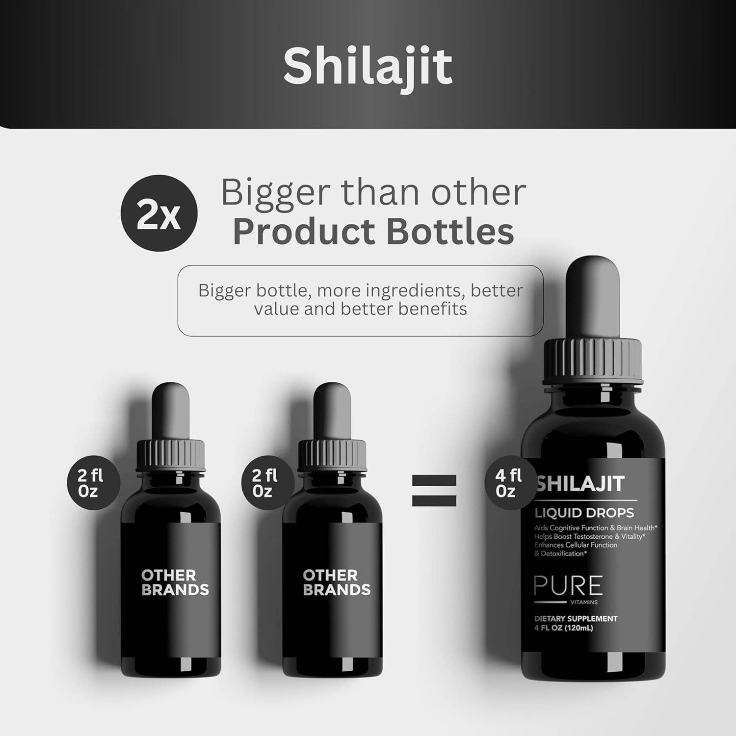 pure Vitamins - Wholesale Oral Supplement/Vitamin - Pure Vitamins Shilajit Liquid Drops 2000mg – 4 fl oz,120ml7