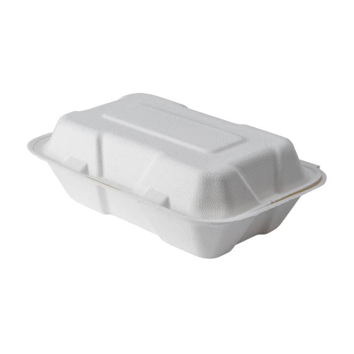 CaliWare 9''x6''x3'' No PFAS Bagasse Container 250/PCS White for wholesale by CaliWare