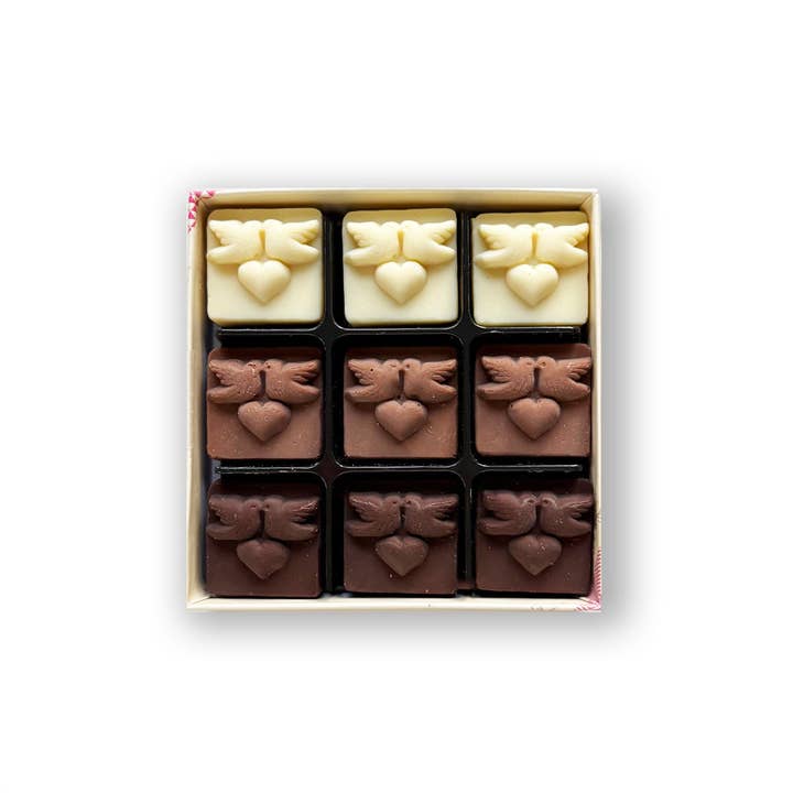 Assorted Chocolate Lovebirds for wholesale by Choc on Choc
