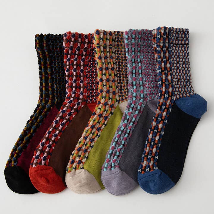 Chaussettes rétro à motif artistique en chanvre 3D pour femmes, mi-hautes. pour la vente par Tourtiwi