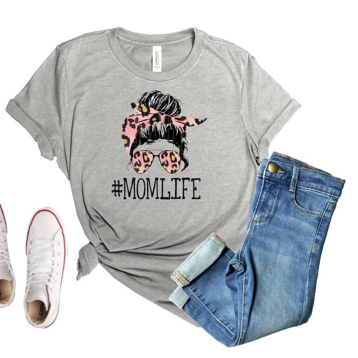 Leopard #momlife for wholesale by Camilla Grace Designs