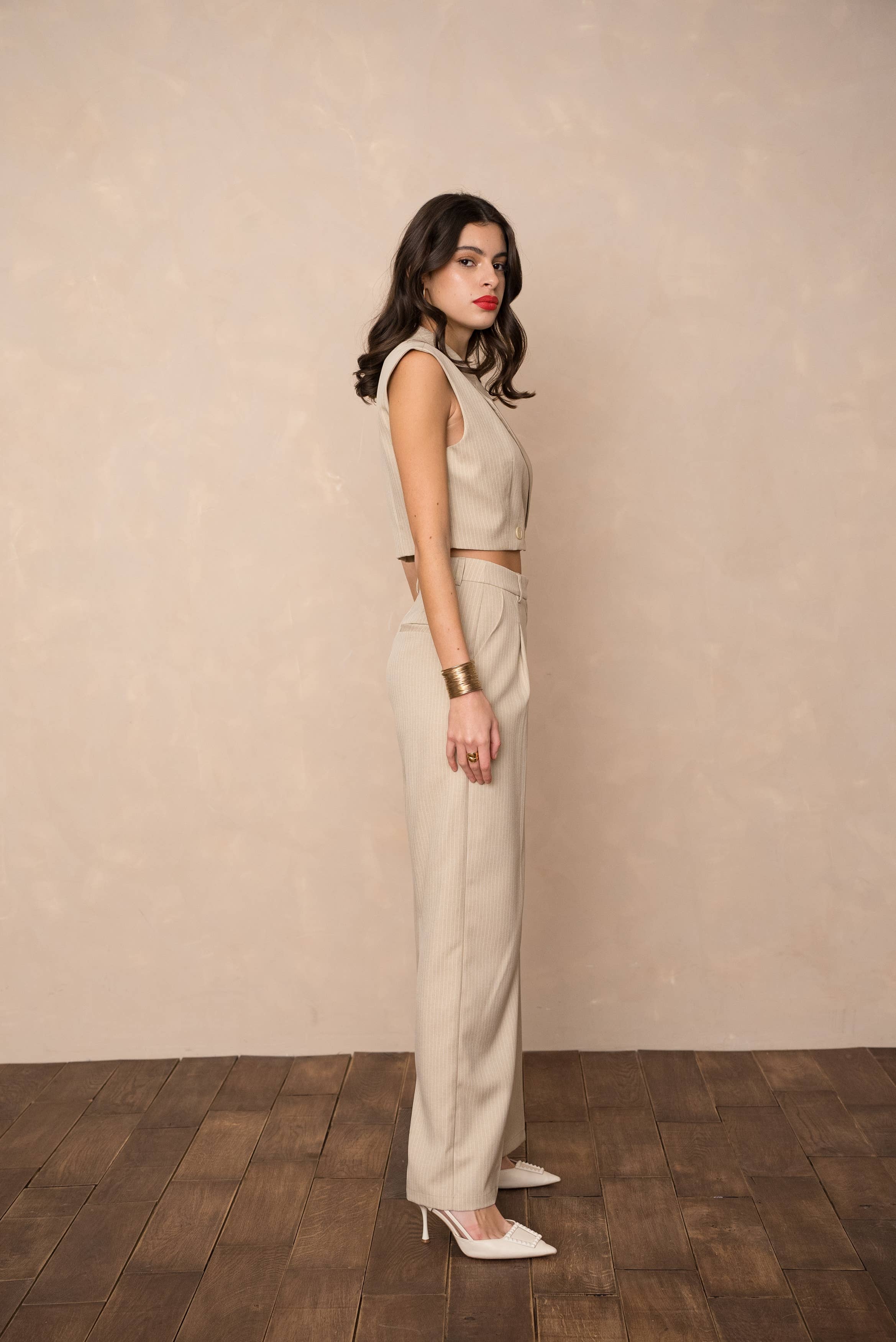 LULUMARY - Wholesale Blazer - Women's - Sleeveless striped blazer V33125