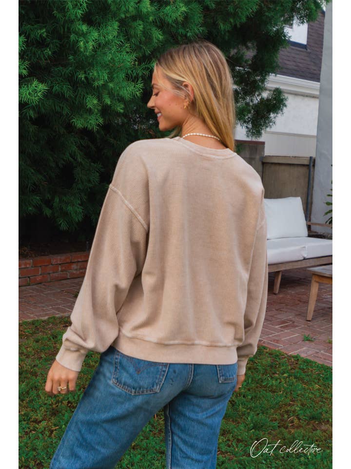 OAT COLLECTIVE - Wholesale Graphic Sweatshirt - Women's - HEART SCRIBBLE Cropped Thermal Vintage Pullover 1