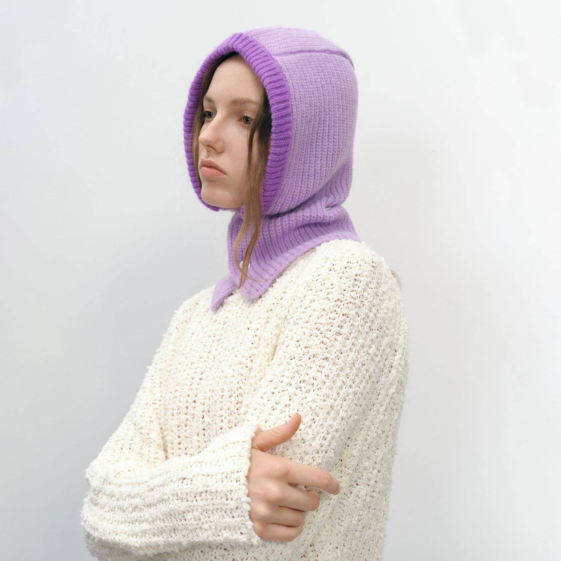 Dipped Shop - Wholesale Beanie - Women's - Simple Color Block Button Down Knit Hat Scarve DPS16142