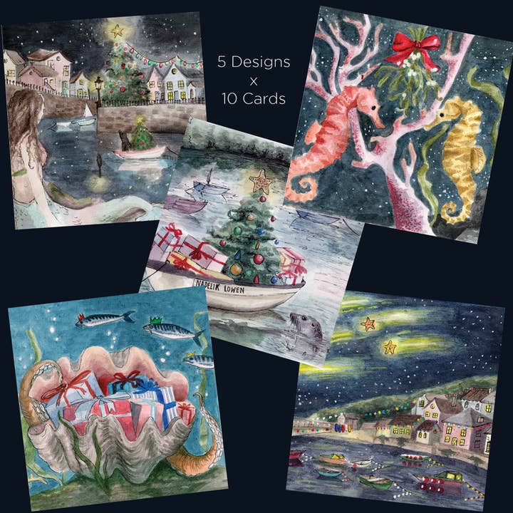 Cream Cornwall - Wholesale Christmas Card - Cream Cornwall Christmas Cards Pack Of Ten2