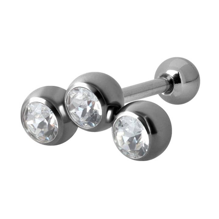 Surgical steel tragus/helix with crystal (1.2mm) for wholesale by Bodywings