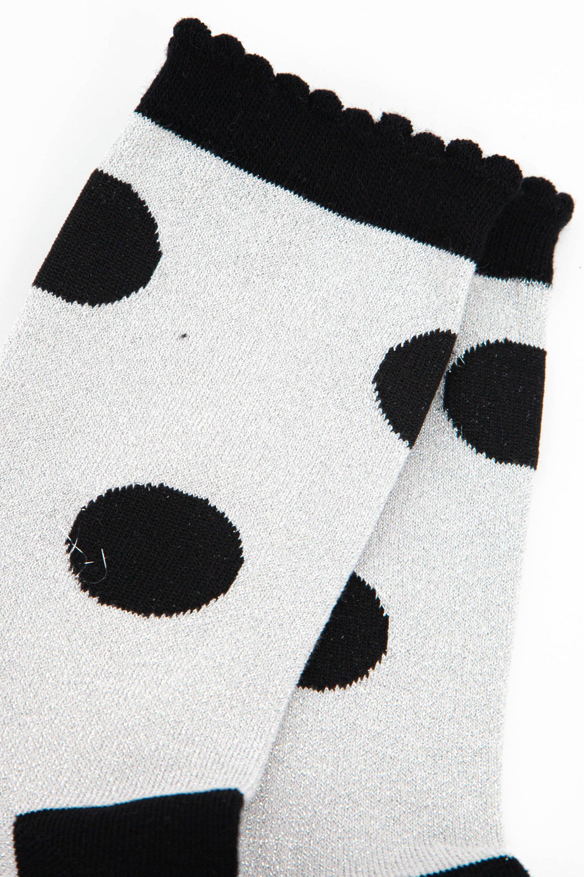 Sock Talk – Meias - Mulher por atacado – Meias femininas em algodão glitter com manchas grandes de bolinhas1