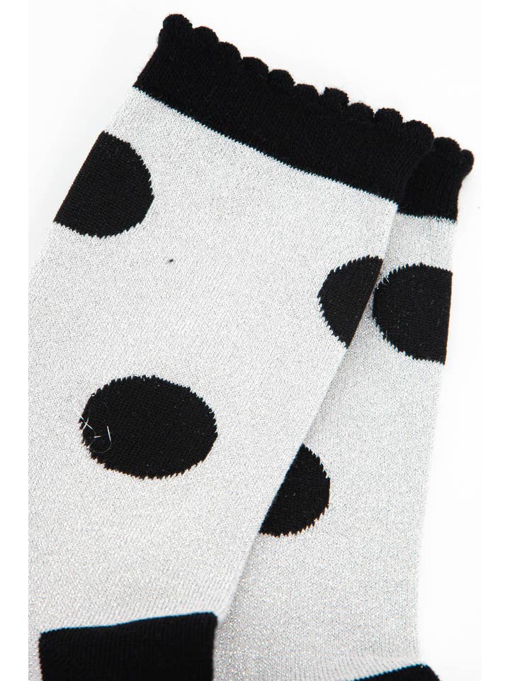 Sock Talk – Meias - Mulher por atacado – Meias femininas em algodão glitter com manchas grandes de bolinhas1