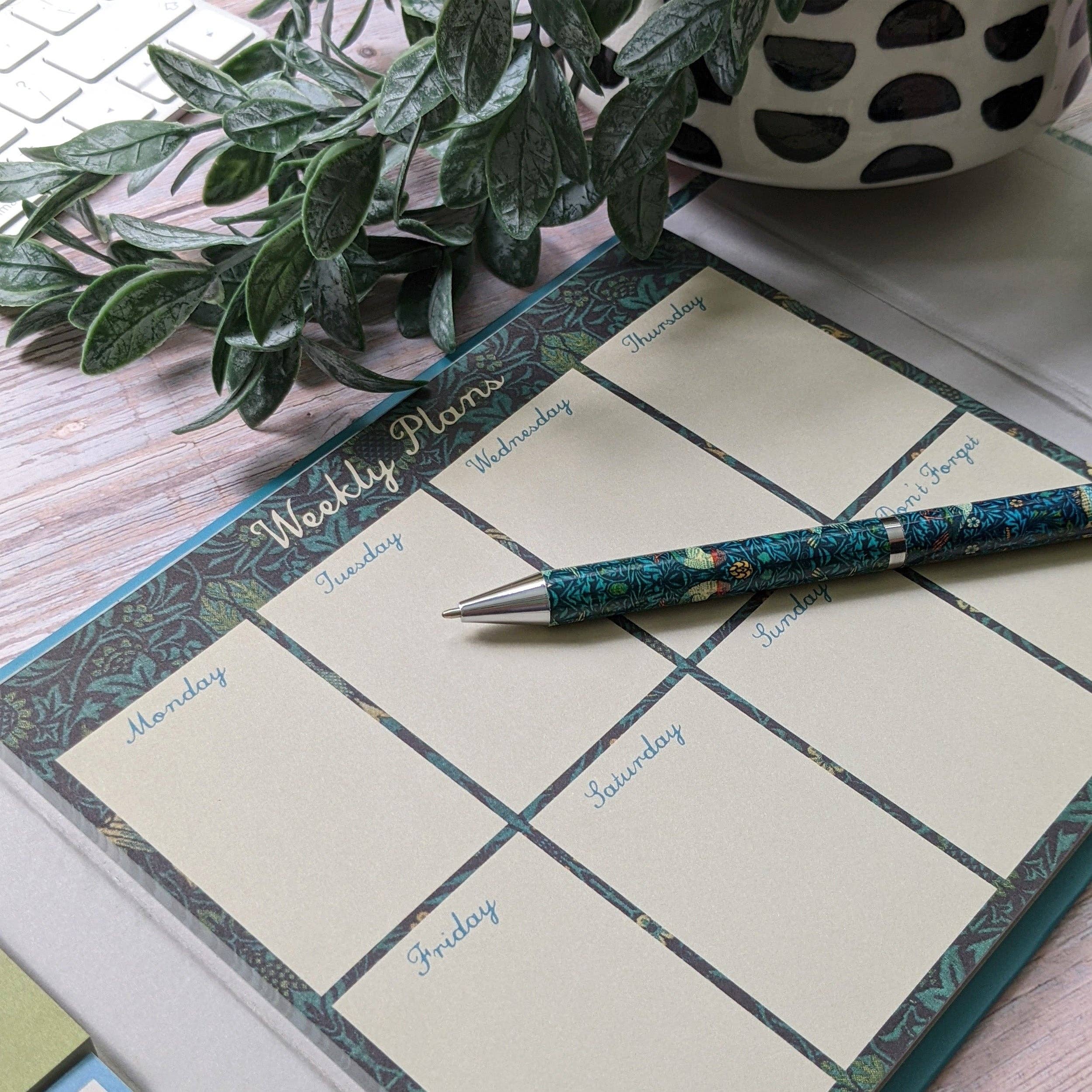 Robert Frederick Ltd – wholesale Planner – William Morris Weekly Planner Organiser With Sticky Notes - Birds Design1