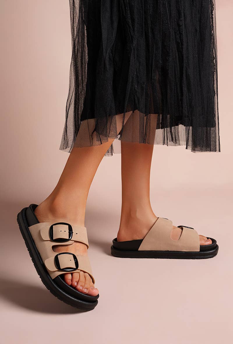 LADY GLORY - Wholesale Sandals - Women's - Flat mules with double buckles – Comfort and casual style11