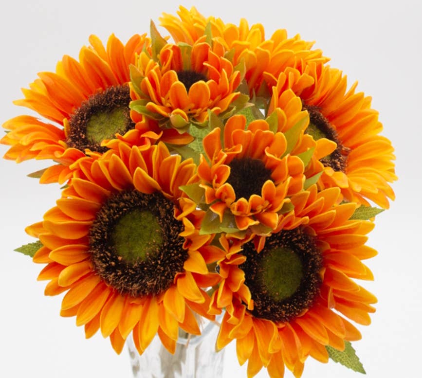 Angel Isabella - Venta al por mayor Flores artificiales - Ramo de 7 tallos de girasol realista estilo rústico antiguo3