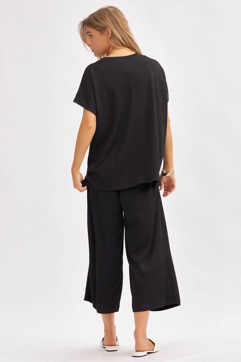 Dear Scarlett - Vendita all'ingrosso Completo top e pantaloni (NON loungewear) - Donna - Top Solido + Pantaloni a Gamba Larga TRVSET-PALMBEACH17