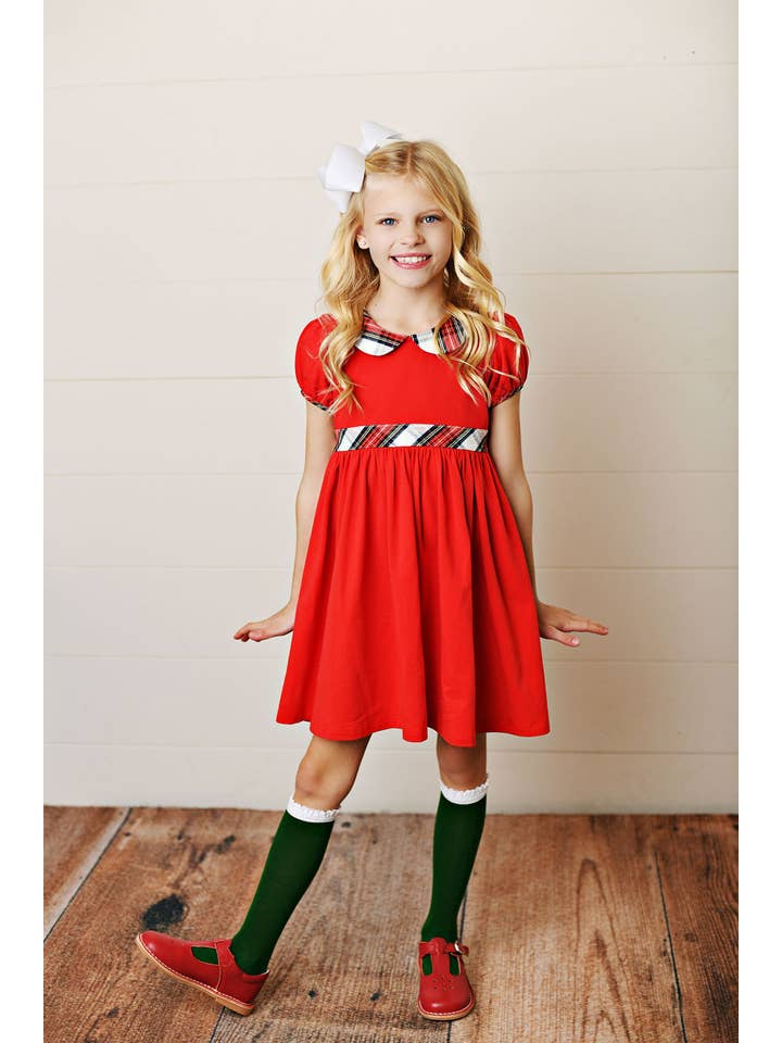 Serendipity Clothing Co - Wholesale Dress - Kids - Girl Holiday Red & Tartan Plaid Dress