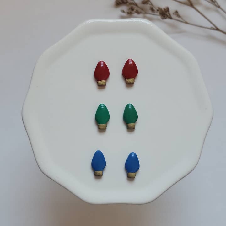 Harper Klay Co - Wholesale Stud/Post Earrings - The Christmas Lights Studs - Polymer Clay Earrings 1