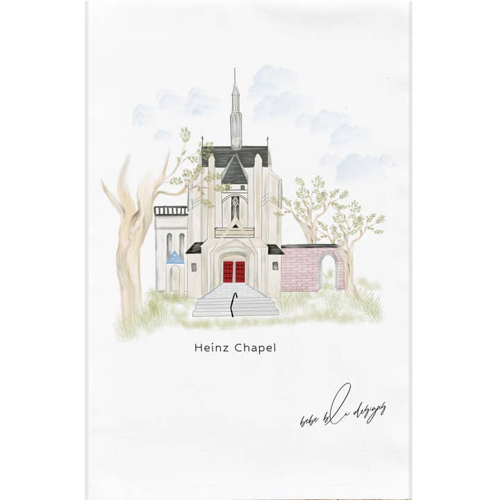 Heinz Chapel Flour Sack Tea Towel, Pittsburgh Kitchen Decor for wholesale by Bebe Blu Designs, LLC