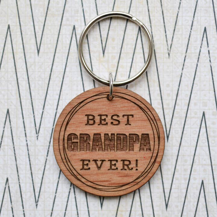 Best Grandpa Ever Wood Keyring - Great Gift Idea for wholesale by The Brassy Explorer