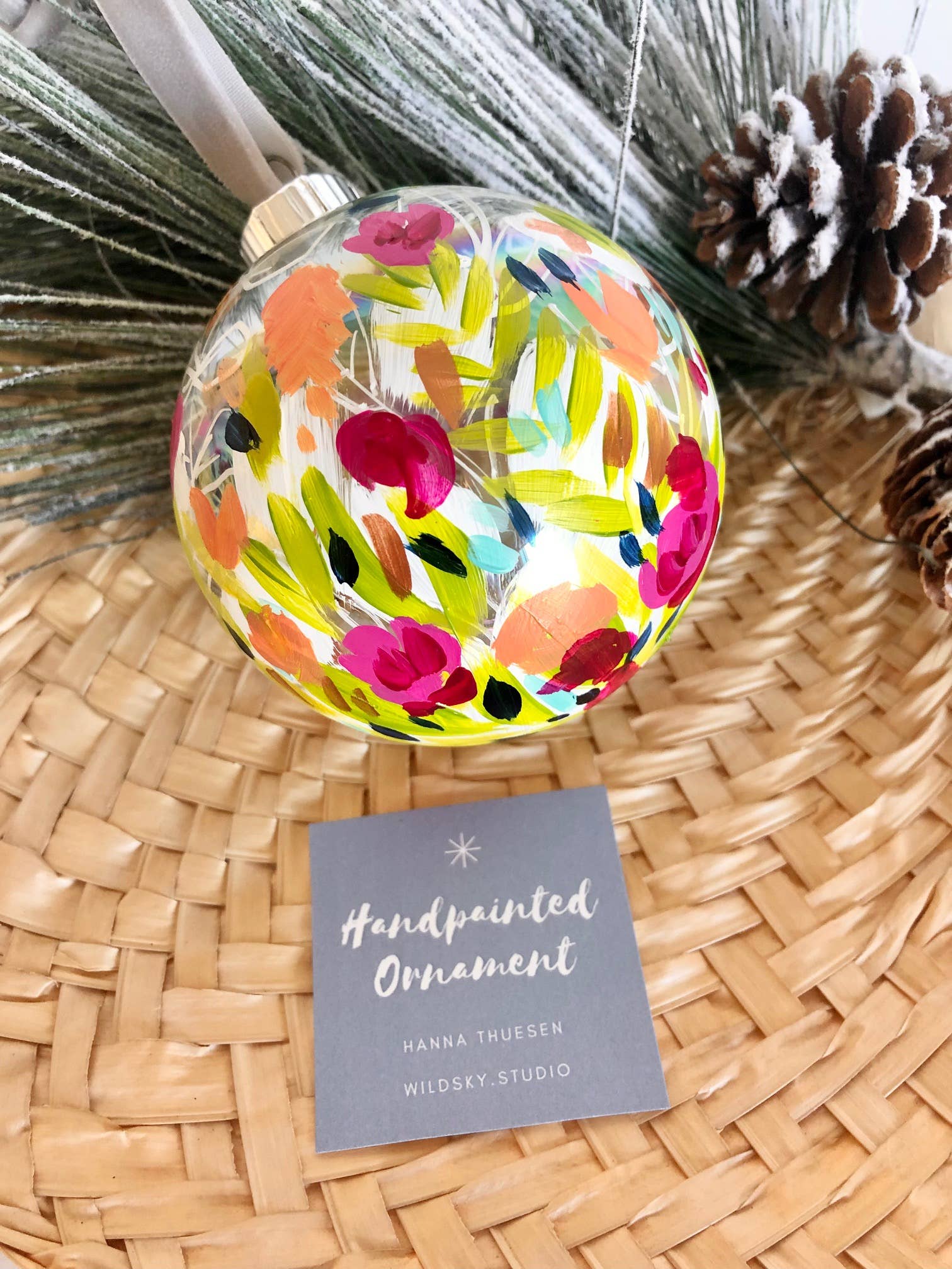 Wildsky Studio - Vente Objets de décoration - Jardin enchanté : décoration peinte à la main émeraude