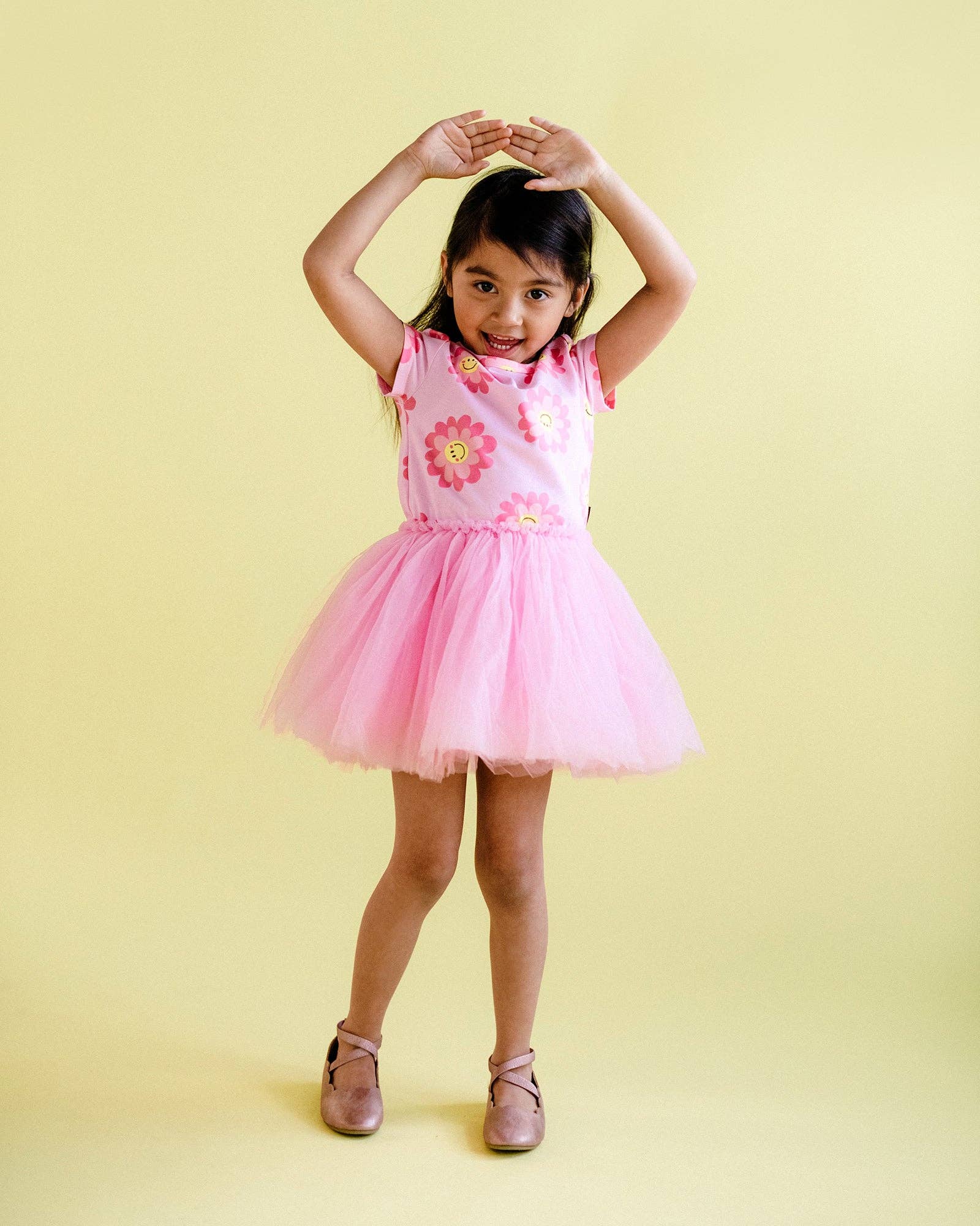 Pink Daisy SMILE FLOWER CIRCUS DRESS for wholesale on Faire2