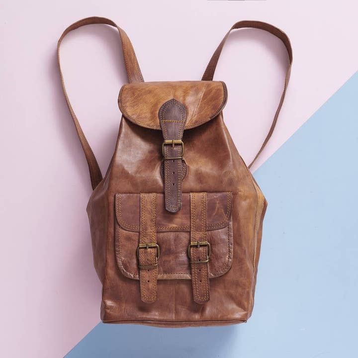 Large Leather Backpack for wholesale by Vida Vida