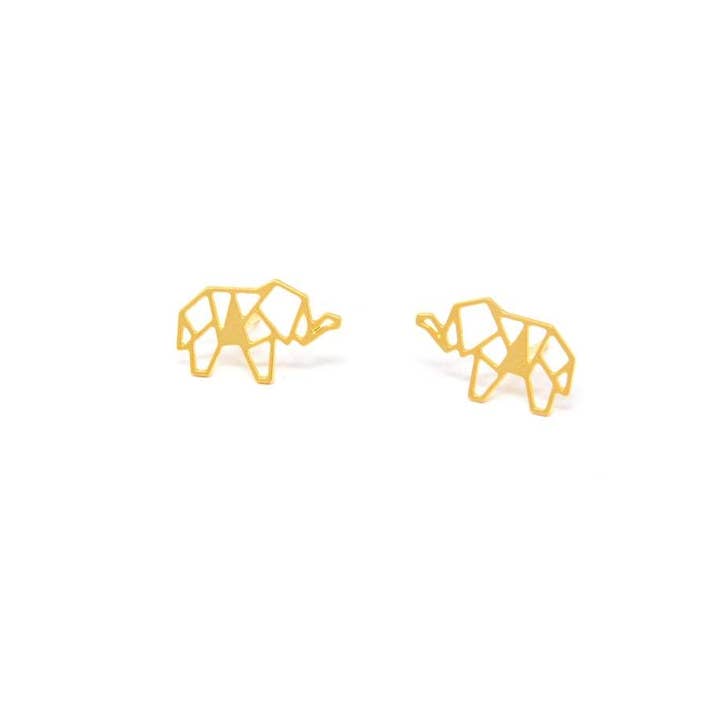 Shany Design Studio – wholesale Stud/post earrings – Origami Geometric Elephant Stud Earrings Gold / Silver5