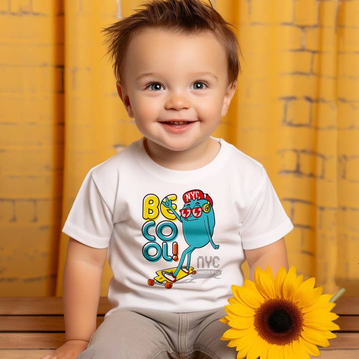 Kid T-Shirt Be Cool Monster Skate pour la vente par Emogifts