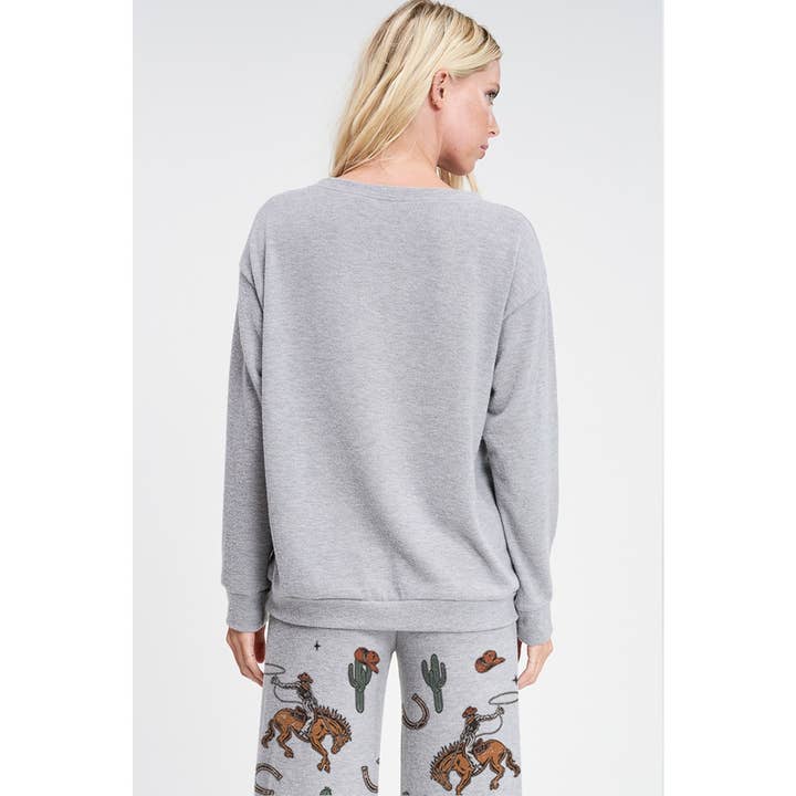 Phil Love - Wholesale Lounge Set - Women's - Cowgirl cactus print soft brushed loungewear set 4