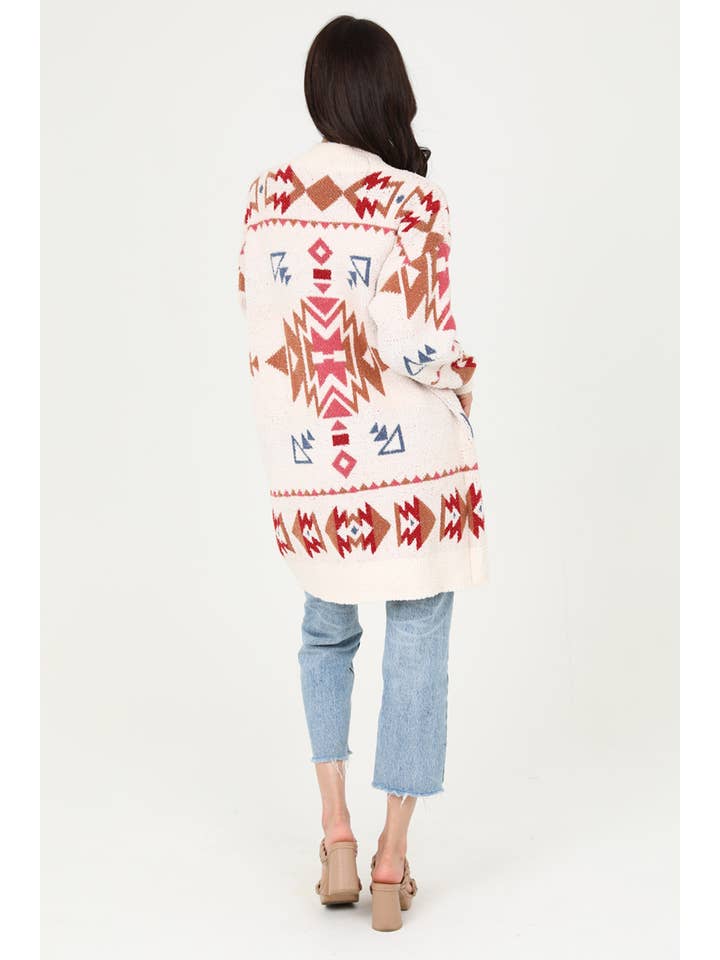 ANGIE - Wholesale Cardigan - Women's - XHP34-ASIS COZY AZTEC CARDIGAN SWEATER8