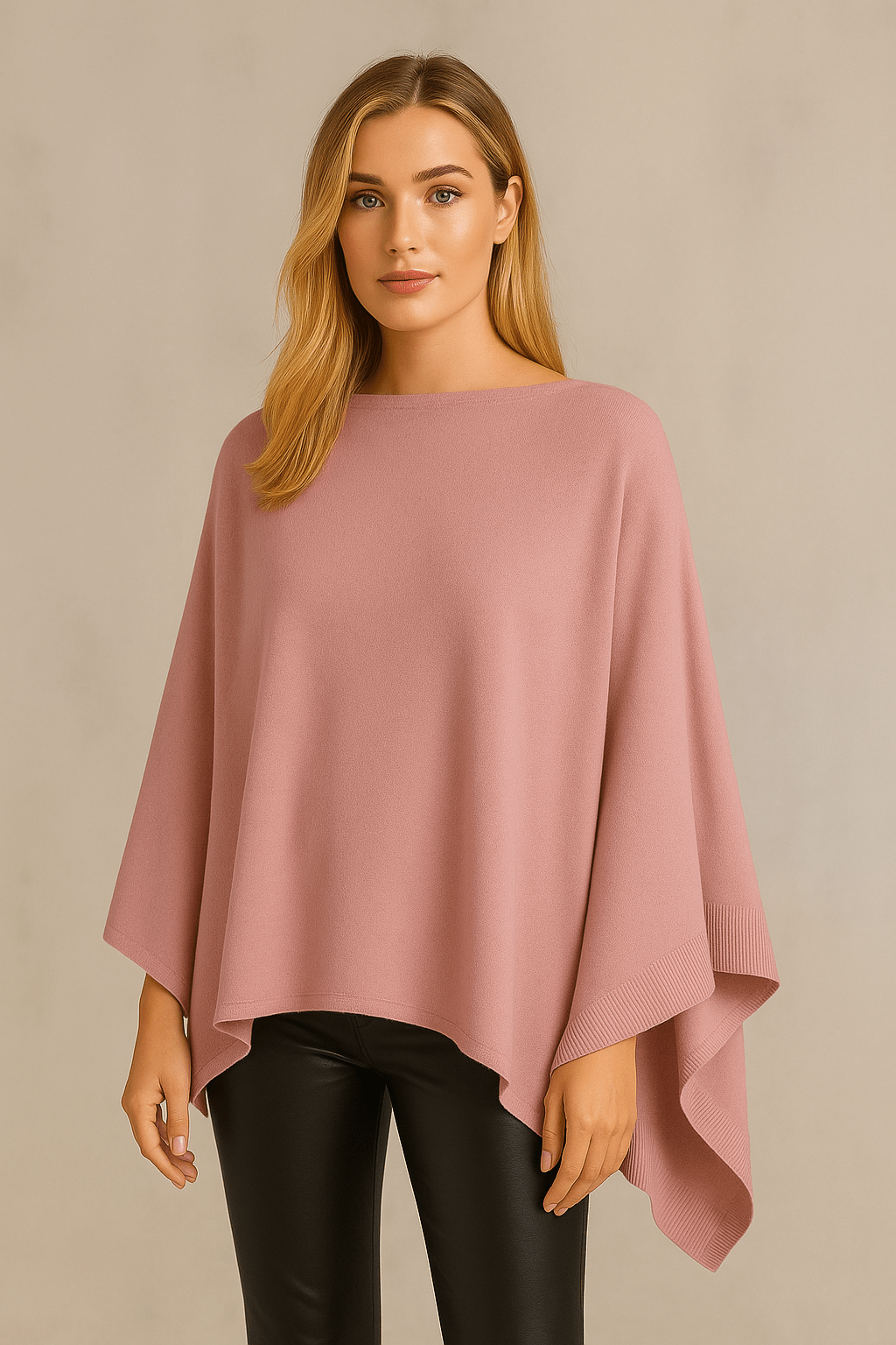 MiMi Wholesale - Wholesale Poncho - Women's - CCP320056 Juney Soft Classic Knit Poncho Ruana36