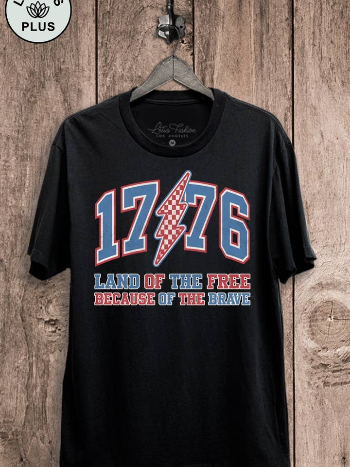 1776 Terra dei Liberi Maglietta Grafica per la vendita all'ingrosso da parte di Lotus Fashion Collection