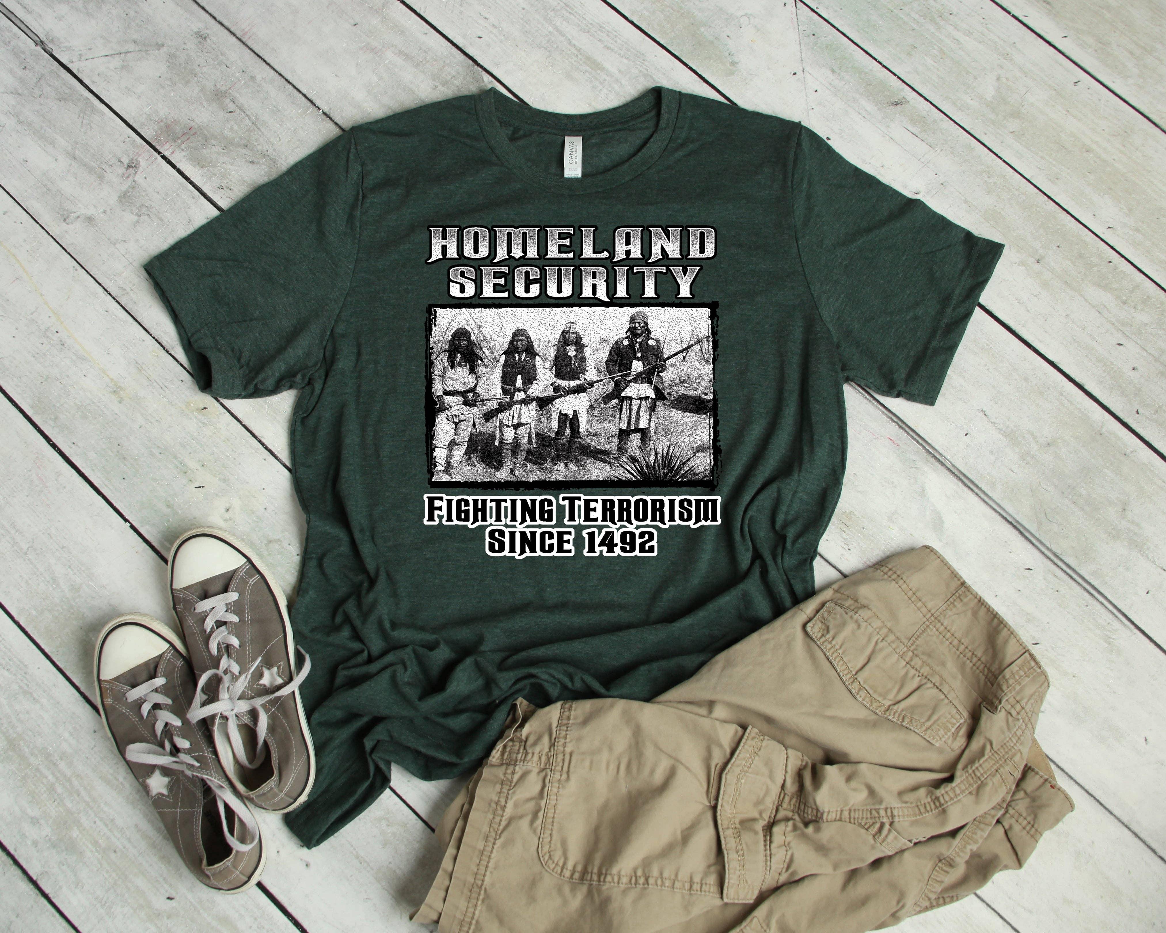 Artopia - Wholesale T-Shirt (Graphic) - Women's - Native American T-Shirt, Homeland Security Since 1492 Tee2