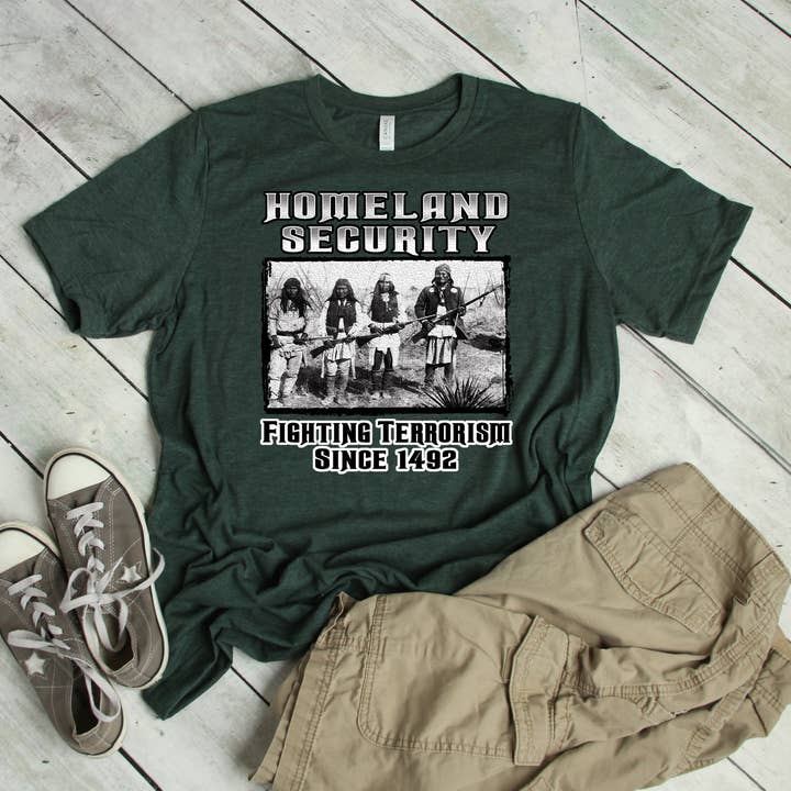 Artopia - Wholesale T-Shirt (Graphic) - Women's - Native American T-Shirt, Homeland Security Since 1492 Tee2