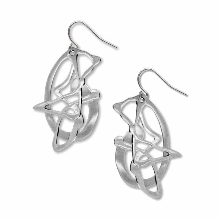 Pollock's Ghosts™ Earrings, Silver, MADE in USA for wholesale by David Howell and Company