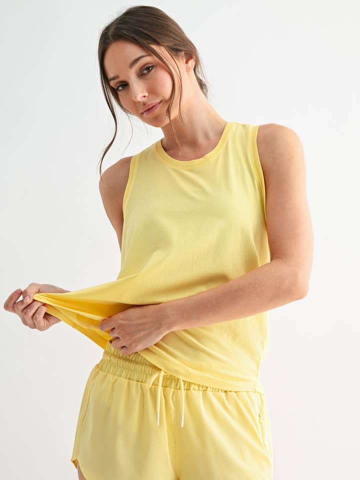 Pima Cotton Relaxed Racer Tank Top for wholesale by Mono B